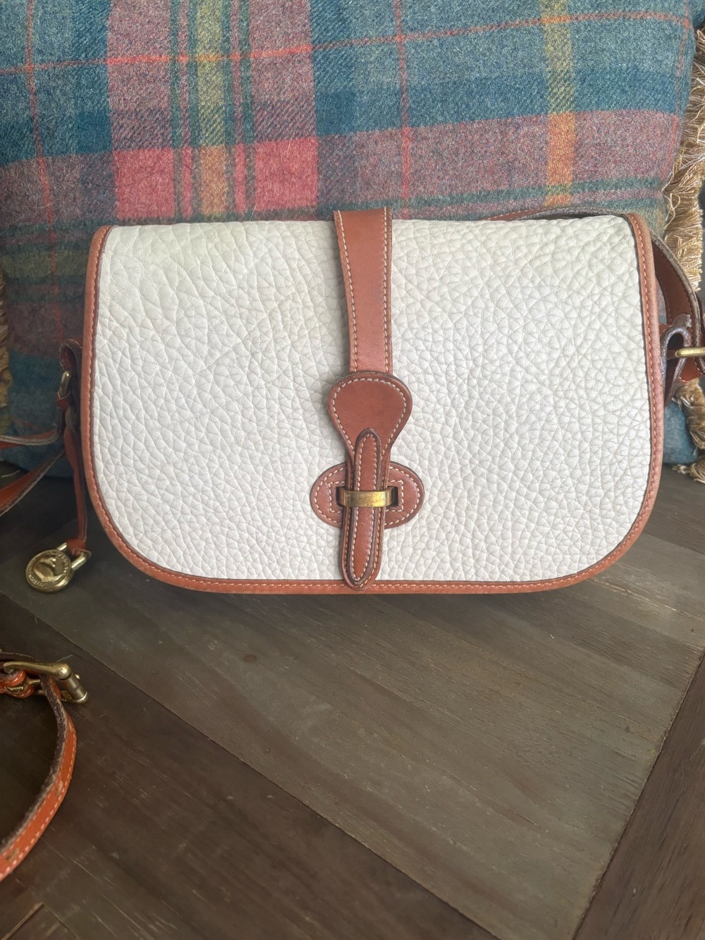 Vintage Dooney & Bourke All Weather Leather Equestrian Over Under Crossbody Bag